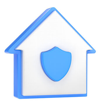 3D home security house shield icon