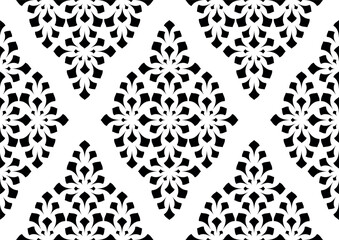 Fototapeta premium Floral pattern. Seamless vector background. Vintage wallpaper in the Baroque style. White and black ornament for fabric, wallpaper, packaging. Ornate Damask flower illustration.