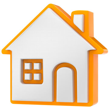 3D orange and white house icon