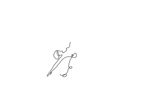Animated self drawing of continuous line draw of Ballet Dancers in Elegant Pose - Continuous Line Art.     Full length one line animation. 4K