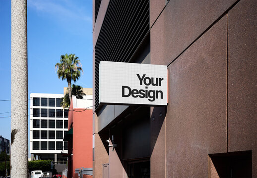 Mockup Of Customizable Sign On Building