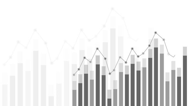 Abstract chart with bar graph and line graph showing business data trend animation