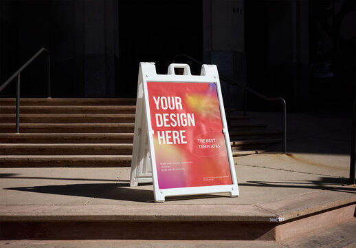 Mockup Of Customizable Vertical A-Frame Sign