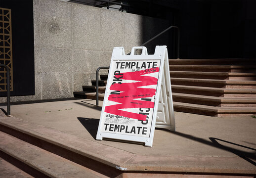 Mockup Of Customized Vertical A-Frame Sign