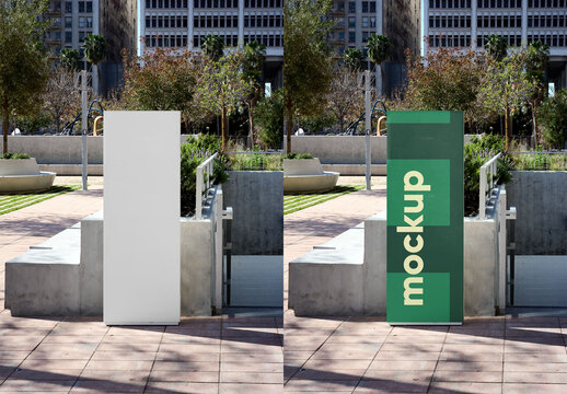 Mockup Of Customizable Vertical Sign In City