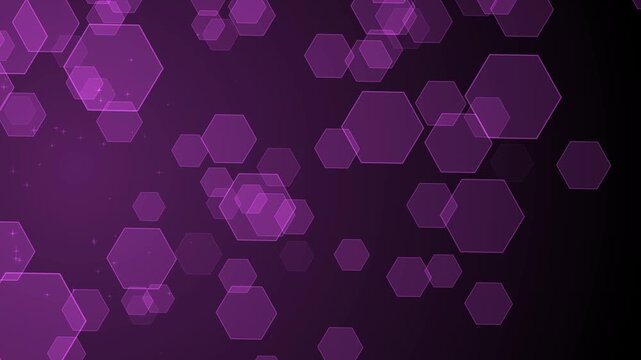 Hexagon tech background animation, Abstract background with translucent hexagons of varying sizes creating a tech-style bokeh effect