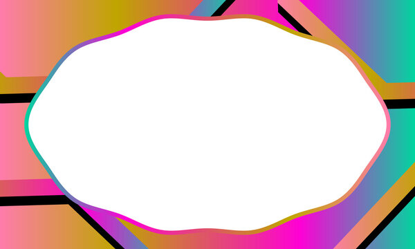 Colorful gradient octagon frame border with abstract geometric background