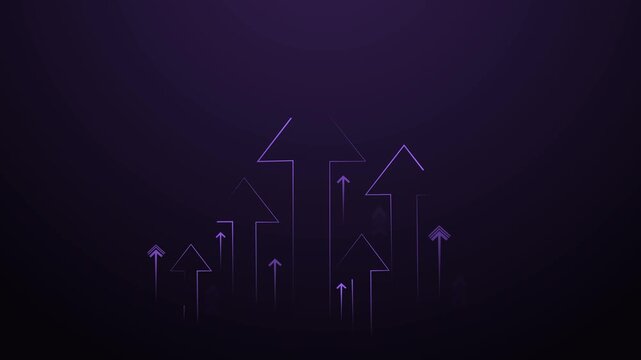 Minimal background with hand drawn upward arrows in different sizes animation
