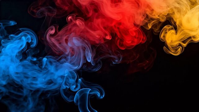 Colorful smoke patterns on black background