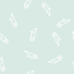 Fototapeta premium owl bird line seamless pattern owl bird thin line illustration