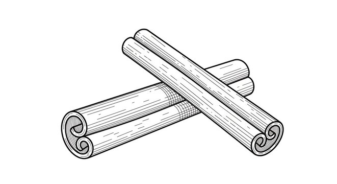 Black and White Cinnamon Sticks Arranged on Clean White Background
