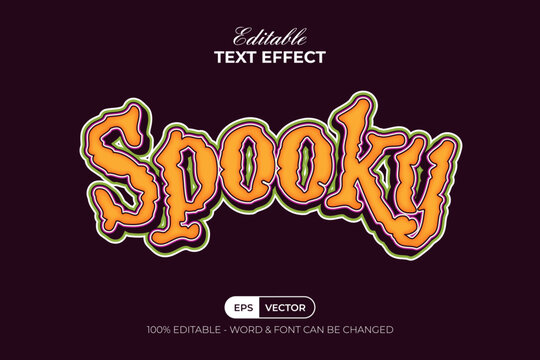 Spooky Editable Text Effect Halloween Theme Curved Layered Color Style.