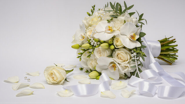 White and Pink Floral Centerpieces, Luxury Bridal Bouquets, Romantic Wedding Floristry, Orchid and Rose Arrangements, Pastel Blossom Table Decorations, Chic Wedding Flower Bouquet