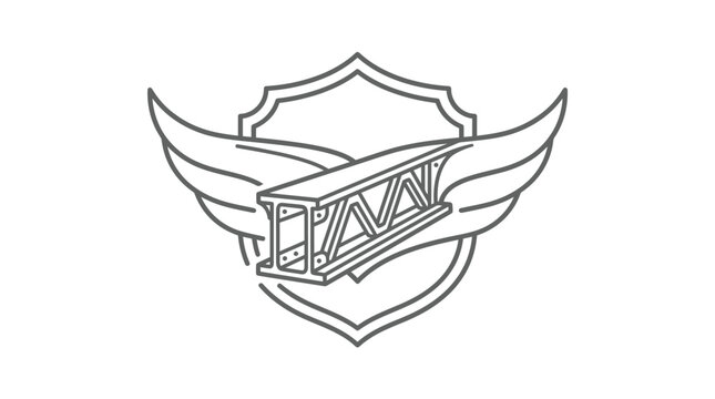 Creative Black and White Line Art Logo of a Shield with Wings and Text JNA for Branding or Sports Team Design