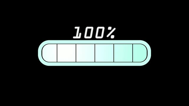 100 percent complete loading bar on black background