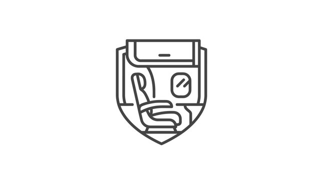 Dynamic Black and White Line Drawing of a Shield Shaped Logo with RS and Gear Icon Inside with high quality professional line art symbols for modern creative design and digital branding projects
