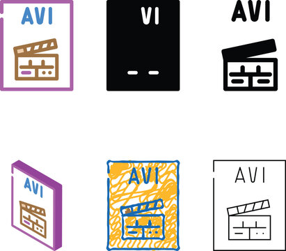 avi file format document color icon vector. avi file format document sign. isolated symbol illustration minimal