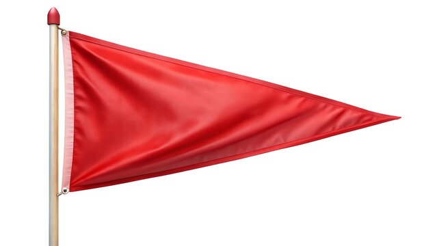 Red Pennant Flag Waving Against A White Background