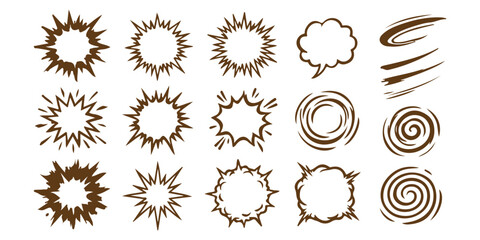Set of comic book speech bubbles and explosion shapes for graphic design ©  Designer