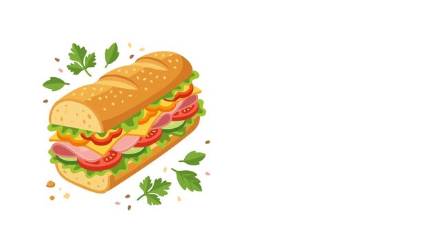 Festive Sub Sandwich Illustration for Celebration Day
