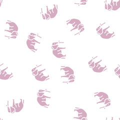 Fototapeta premium elephant animal glyph vector seamless pattern. elephant animal signthin illustration