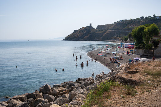 Torre Normanna Beach (Spiaggia dell'Ombelico di Venere) in Altavilla Milicia, Sicily, Italy