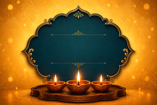 Diwali festival greeting card template with lit oil lamps festival greeting template celebration deepavali tradition background decorative religious religion spiritual happiness abstract