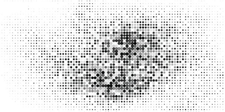 Mountain grain pattern vector background. Black noise stipple dots wave. Sand grain effect. Dots grunge banner. Abstract noise dotwork pattern. Stipple circles texture. Dotted vector background.