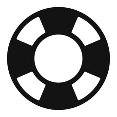 Naklejka premium High-contrast black lifebuoy icon centered on white background depicting a life preserver flotation ring, nautical safety symbol and rescue device silhouette for maritime themes