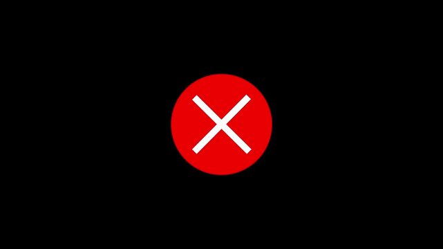 Cross mark on black background. Wrong or disapproval sign. Rejection or refusal icon. Clear negativity.