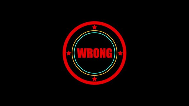 Wrong stamp animation with red ink featuring a rubber stamp and grunge texture. Highlights the error message dynamically.