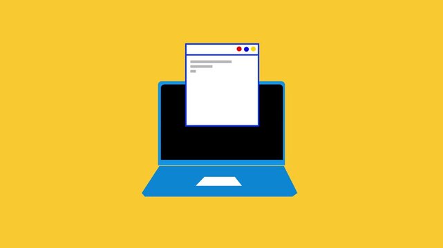 Laptop Computer Animation With Browser Window For Web Design And Development Concept