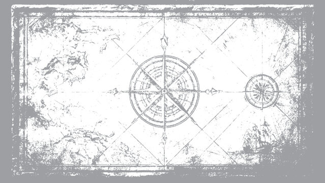 Vintage clock with antique world map grunge background Steampunk clock collage with distressed vintage world map