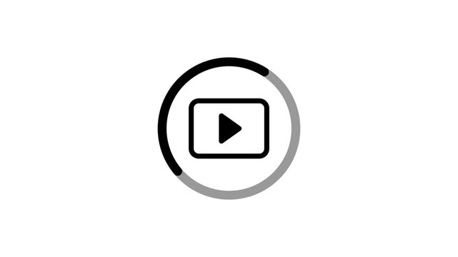 Video play icon with animated loading circle for web and app UI.Video play icon with loading circle animation for website and application UI design.