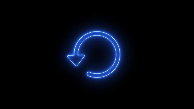 Refresh or retry icon. Neon glowing refresh button with retry animation and dynamic glowing effect.