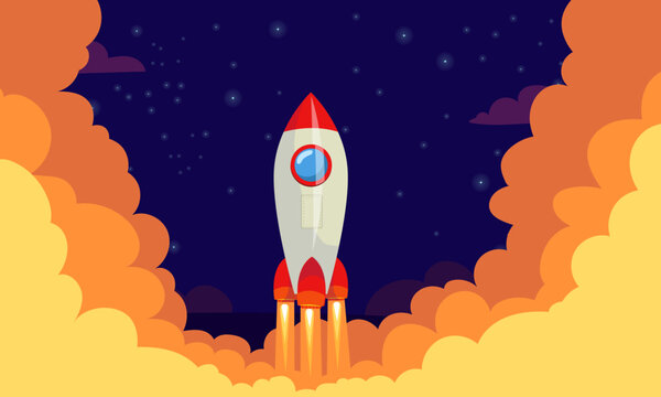 Space rocket launch. Start up or science concept