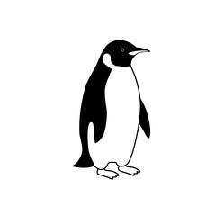 Obraz premium ペンギンのシンプルなモノクロイラスト かわいい シンプル 