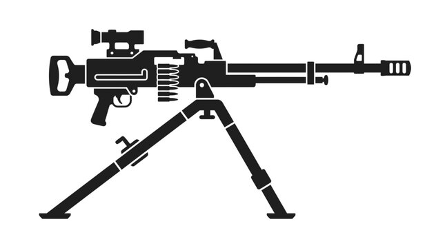 Heavy Machine Gun Silhouette on Tripod