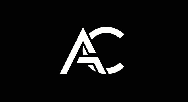 Minimalist stylized letters AC monogram logo design.