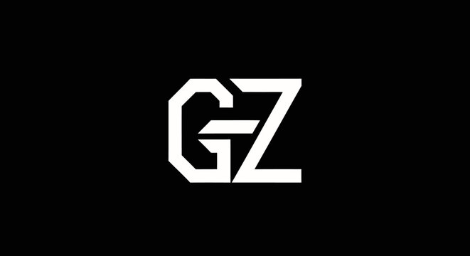 Modern bold GZ letter monogram logo design.