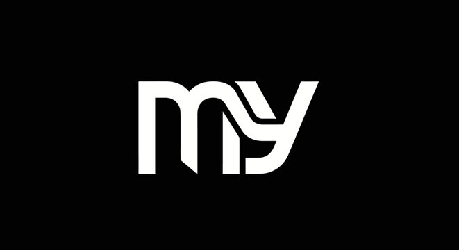 Modern connected lowercase my monogram logo design.