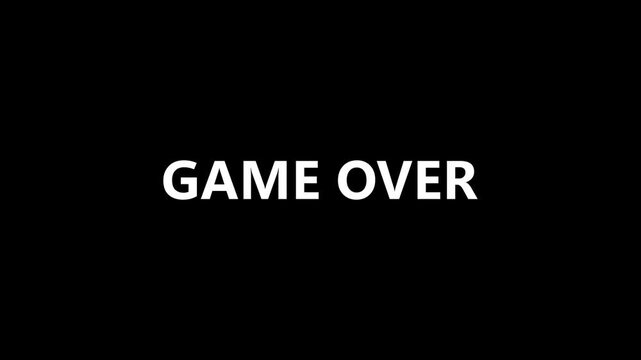 Game over text animation dissolves losing match alerts using smoke paths. Interfaces apply a game over text animation layout design model view. Classic game over text animation panel asset.