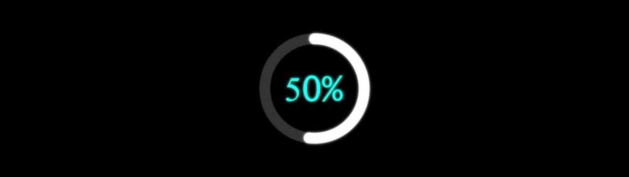  Science Loading  Ring on black background. 100 in the loading ring. Minimal loading loop for system retry states. Reload, loader, progress 