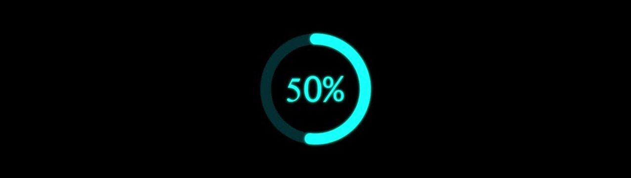  Science Loading  Ring on black background. 100 in the loading ring. Minimal loading loop for system retry states. Reload, loader, progress  