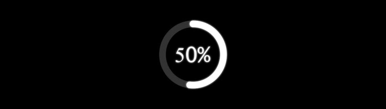  Science Loading  Ring on black background. 100 in the loading ring. Minimal loading loop for system retry states. Reload, loader, progress  