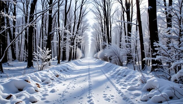 Tranquil Winter Path Through Frosted