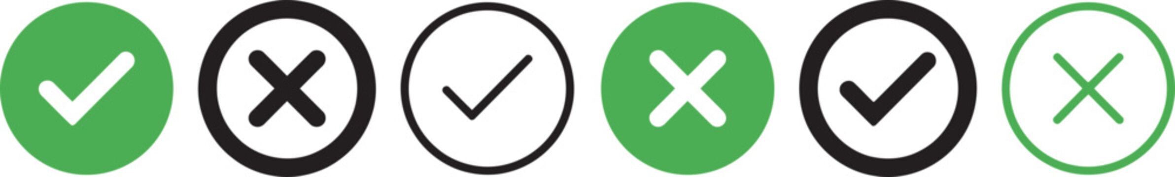 Checkmark and cross symbols in speech bubbles