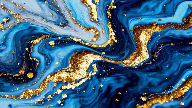 Blue and gold abstract swirl pattern
