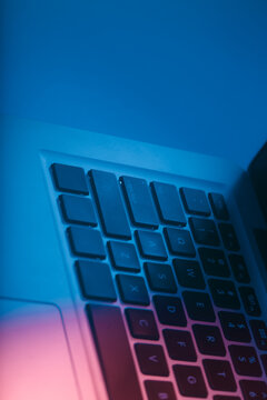 Neon Laptop Keyboard Technology Background