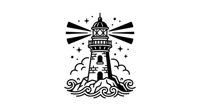 Lighthouse Beacon Guiding Light Nautical Symbol Vector Art